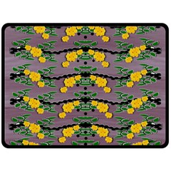 Plumeria And Frangipani Temple Flowers Ornate Fleece Blanket (large)  by pepitasart