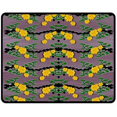 Plumeria And Frangipani Temple Flowers Ornate Double Sided Fleece Blanket (medium)  by pepitasart