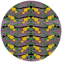 Plumeria And Frangipani Temple Flowers Ornate Wooden Puzzle Round by pepitasart