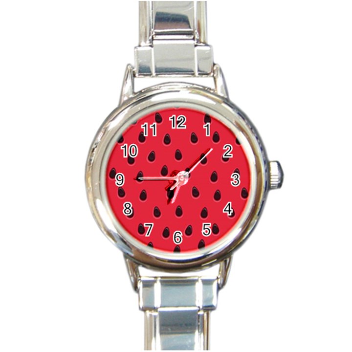 Seamless Watermelon Surface Texture Round Italian Charm Watch