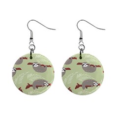 Sloths Pattern Design Mini Button Earrings by Vaneshart