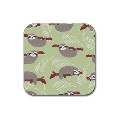 Sloths Pattern Design Rubber Coaster (square)  by Vaneshart