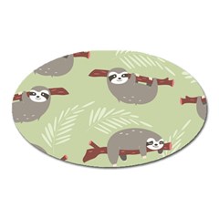 Sloths Pattern Design Oval Magnet by Vaneshart