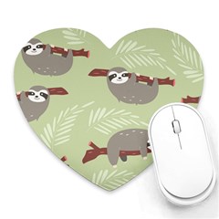 Sloths Pattern Design Heart Mousepads by Vaneshart