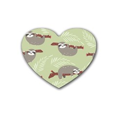 Sloths Pattern Design Heart Coaster (4 Pack)  by Vaneshart