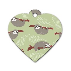 Sloths Pattern Design Dog Tag Heart (one Side) by Vaneshart