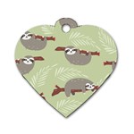 Sloths Pattern Design Dog Tag Heart (Two Sides) Front