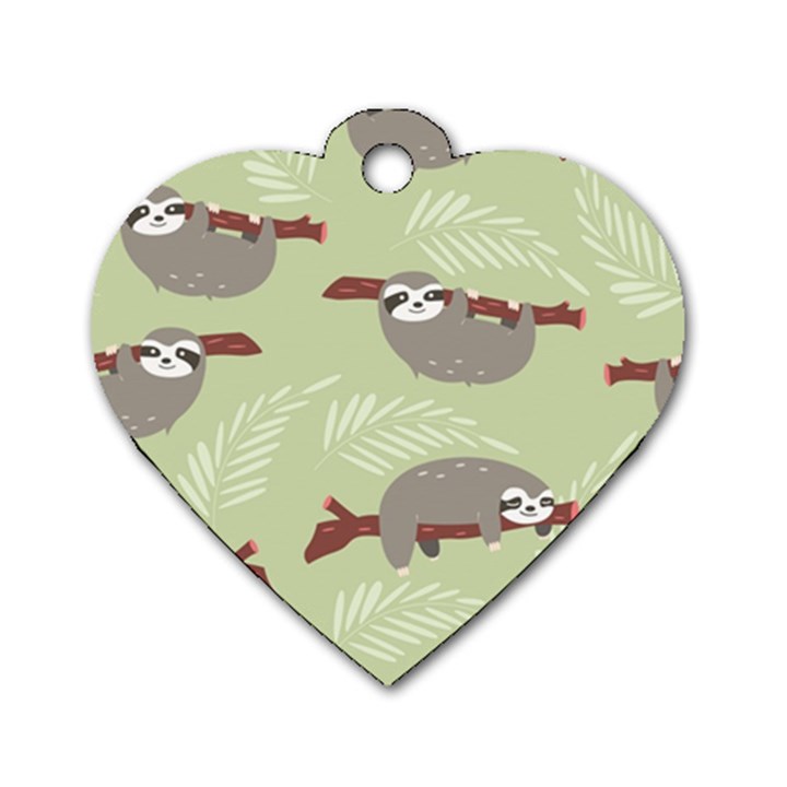 Sloths Pattern Design Dog Tag Heart (Two Sides)