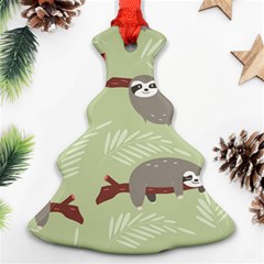 Sloths Pattern Design Christmas Tree Ornament (two Sides) by Vaneshart