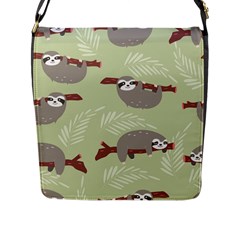 Sloths Pattern Design Flap Closure Messenger Bag (l) by Vaneshart