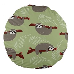 Sloths Pattern Design Large 18  Premium Flano Round Cushions by Vaneshart