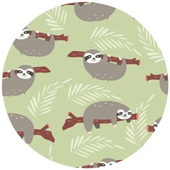 Sloths Pattern Design Wooden Puzzle Round by Vaneshart