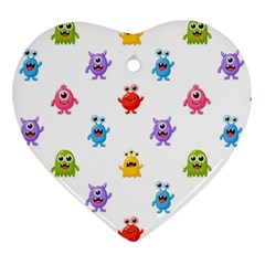 Seamless Pattern Cute Funny Monster Cartoon Isolated White Background Ornament (heart) by Vaneshart