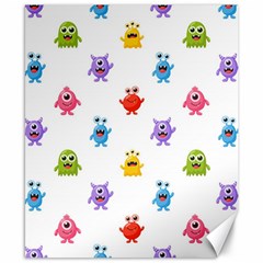 Seamless Pattern Cute Funny Monster Cartoon Isolated White Background Canvas 8  X 10  by Vaneshart