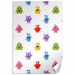 Seamless Pattern Cute Funny Monster Cartoon Isolated White Background Canvas 12  X 18  by Vaneshart