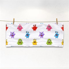 Seamless Pattern Cute Funny Monster Cartoon Isolated White Background Hand Towel by Vaneshart