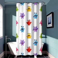 Seamless Pattern Cute Funny Monster Cartoon Isolated White Background Shower Curtain 36  X 72  (stall)  by Vaneshart