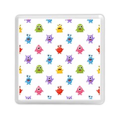 Seamless Pattern Cute Funny Monster Cartoon Isolated White Background Memory Card Reader (square)