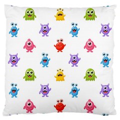 Seamless Pattern Cute Funny Monster Cartoon Isolated White Background Large Cushion Case (two Sides) by Vaneshart