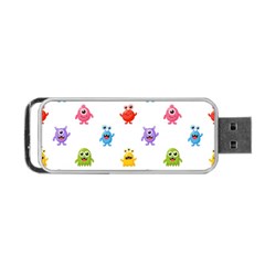 Seamless Pattern Cute Funny Monster Cartoon Isolated White Background Portable Usb Flash (two Sides) by Vaneshart