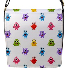 Seamless Pattern Cute Funny Monster Cartoon Isolated White Background Flap Closure Messenger Bag (s) by Vaneshart