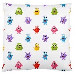 Seamless Pattern Cute Funny Monster Cartoon Isolated White Background Large Flano Cushion Case (one Side) by Vaneshart