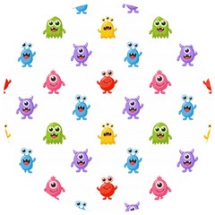 Seamless Pattern Cute Funny Monster Cartoon Isolated White Background Wooden Puzzle Round by Vaneshart