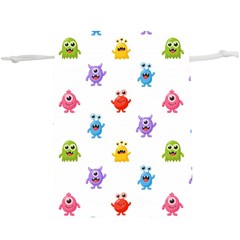 Seamless Pattern Cute Funny Monster Cartoon Isolated White Background  Lightweight Drawstring Pouch (xl)