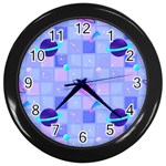 Seamless Pattern Pastel Galaxy Future Wall Clock (Black) Front