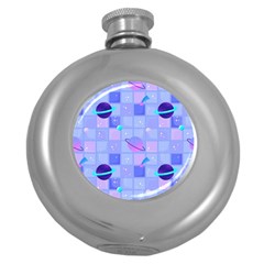 Seamless Pattern Pastel Galaxy Future Round Hip Flask (5 Oz) by Vaneshart