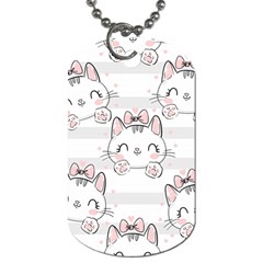 Cat With Bow Pattern Dog Tag (one Side) by Vaneshart