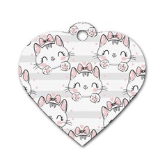 Cat With Bow Pattern Dog Tag Heart (one Side) by Vaneshart