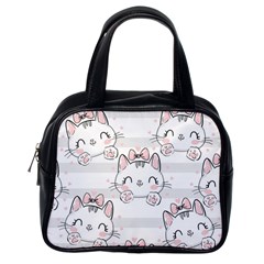 Cat With Bow Pattern Classic Handbag (one Side) by Vaneshart