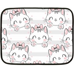 Cat With Bow Pattern Double Sided Fleece Blanket (mini)  by Vaneshart