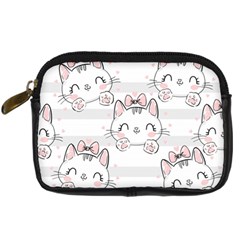 Cat With Bow Pattern Digital Camera Leather Case by Vaneshart