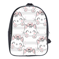 Cat With Bow Pattern School Bag (large) by Vaneshart