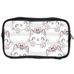 Cat With Bow Pattern Toiletries Bag (two Sides) by Vaneshart