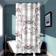 Cat With Bow Pattern Shower Curtain 36  X 72  (stall)  by Vaneshart