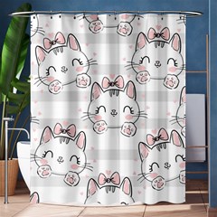 Cat With Bow Pattern Shower Curtain 60  X 72  (medium)  by Vaneshart