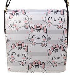 Cat With Bow Pattern Flap Closure Messenger Bag (s) by Vaneshart