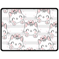 Cat With Bow Pattern Double Sided Fleece Blanket (large)  by Vaneshart