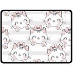 Cat With Bow Pattern Double Sided Fleece Blanket (Large)  80 x60  Blanket Front