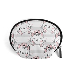 Cat With Bow Pattern Accessory Pouch (small) by Vaneshart