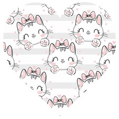 Cat With Bow Pattern Wooden Puzzle Heart by Vaneshart