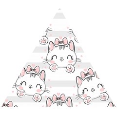 Cat With Bow Pattern Wooden Puzzle Triangle by Vaneshart