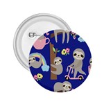 Hand Drawn Cute Sloth Pattern Background 2.25  Buttons Front