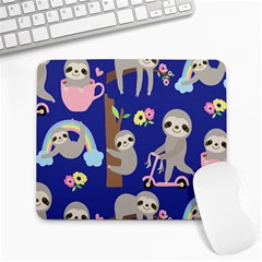 Hand Drawn Cute Sloth Pattern Background Large Mousepads by Vaneshart