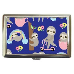 Hand Drawn Cute Sloth Pattern Background Cigarette Money Case by Vaneshart