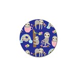 Hand Drawn Cute Sloth Pattern Background Golf Ball Marker Front