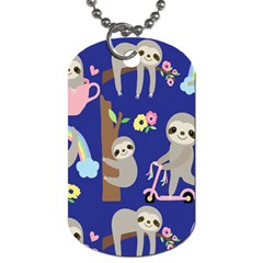 Hand Drawn Cute Sloth Pattern Background Dog Tag (two Sides) by Vaneshart